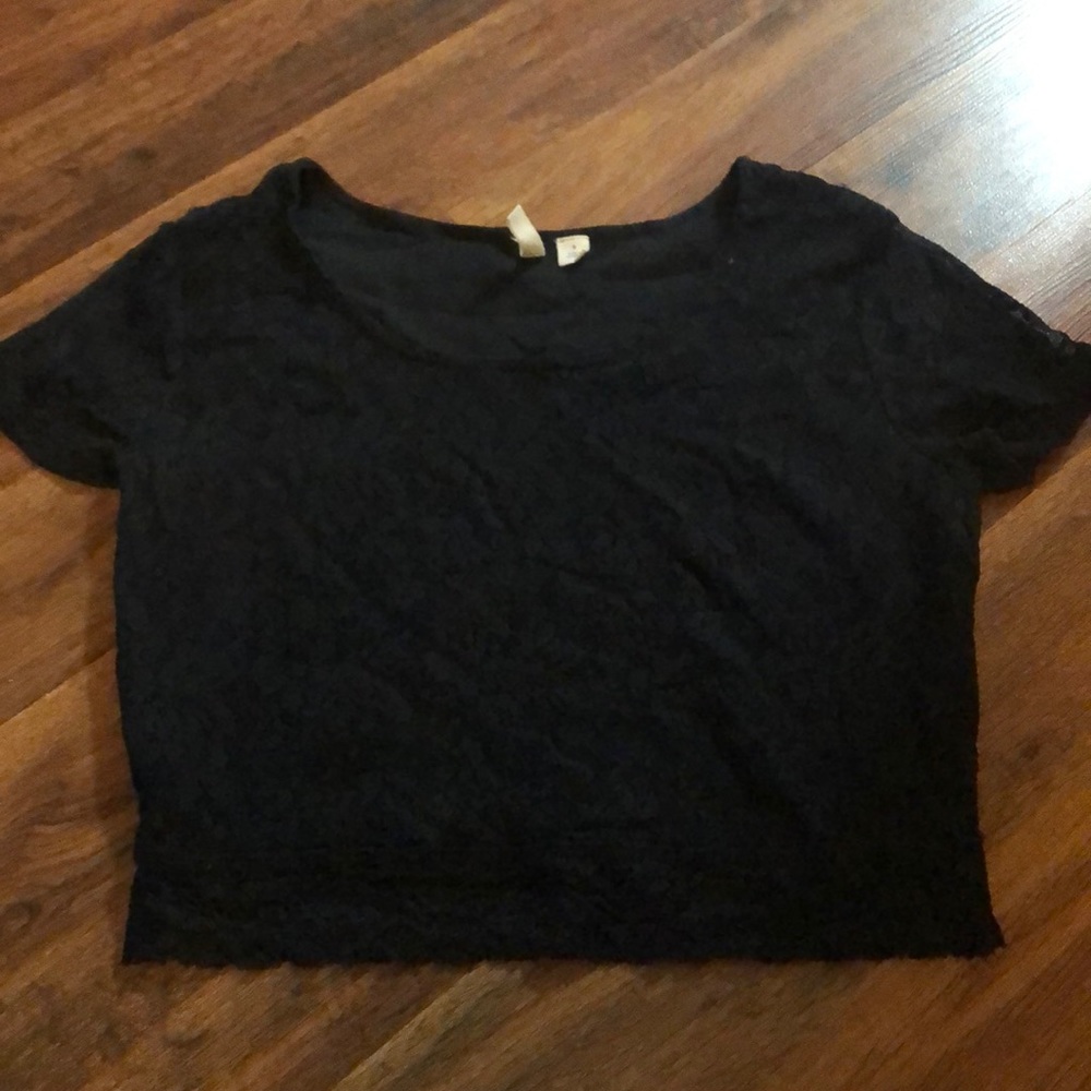 Black lace crop top